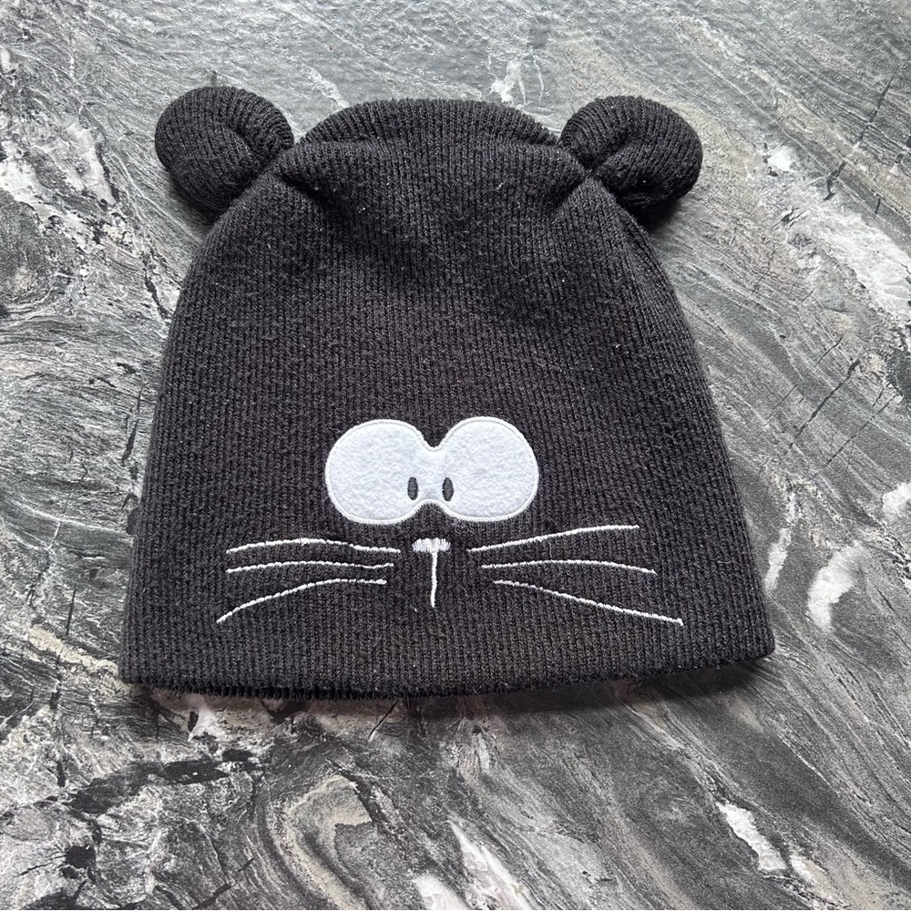 Kids Black Cat Ear Knit Hat
